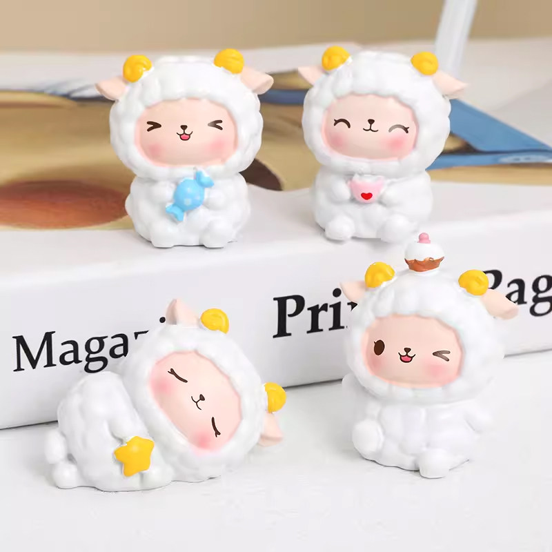 网红可爱小羊蛋糕装饰摆件白羊座羊咩咩女孩小白羊生日蛋糕摆件