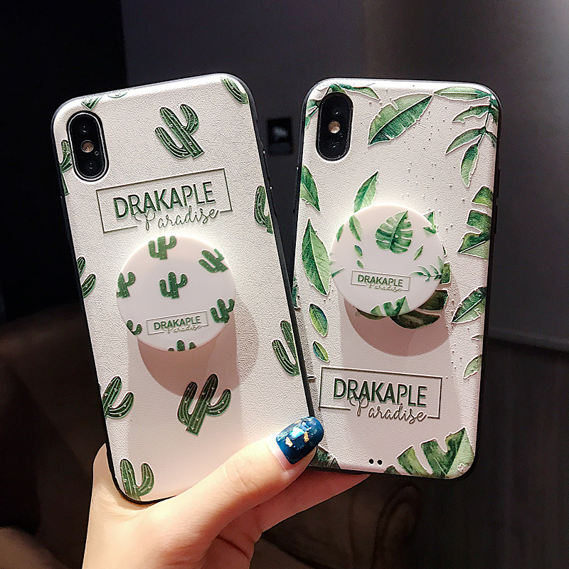 Á¢Ì帡µñ¹è½ºiPhoneXÂÌÉ«ÏÉÈËÕÆÊÖ»ú¿ÇÂÌÒ¶Æ»¹û7plus/8¹è½ºÌ×X 6s