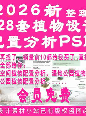 D1038-园林景观设计治愈空间湿地公园生态公园植物配置分析PSD