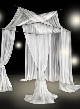 b417白色布幔婚礼效果图psd分层文件婚礼道具素材文件布幔亭子
