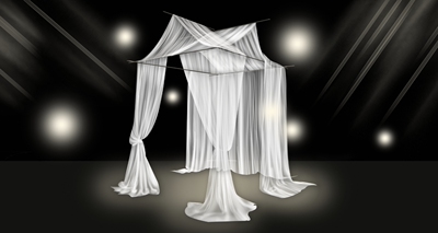 b417白色布幔婚礼效果图psd分层文件婚礼道具素材文件布幔亭子