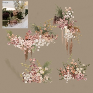 h168玫瑰豆沙粉色婚礼花艺素材ps源文件白粉绿色婚礼花艺素材道具