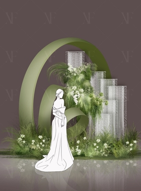 b437白绿色自由曲线婚礼花艺素材psd分层文件白绿色婚礼花艺