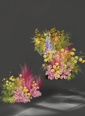 h344婚礼多巴胺色系白绿粉紫色花艺psd图设计素材舞台背景道具