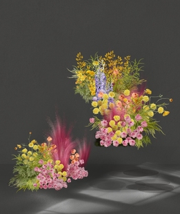 h344婚礼多巴胺色系白绿粉紫色花艺psd图设计素材舞台背景道具