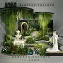 o417森系野生感绿植婚礼效果图psd文件婚礼植物吊顶秀场喷泉婚礼