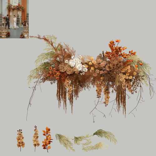 h502香槟咖色秋色婚礼红色焦糖色花艺素材婚礼花艺psd设计素材