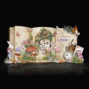 o404爱丽丝梦游仙境婚礼图迎宾蝴蝶蘑菇道具psd分层+制作