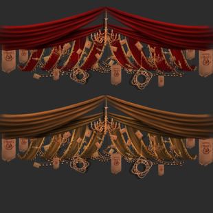 b475复古欧式 巴洛克哈利波特婚礼吊顶素材psd分层文件布幔婚礼