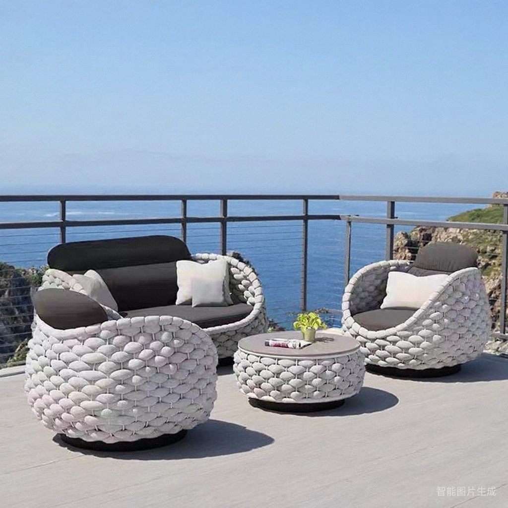 室外花园组合防晒休闲凉亭藤椅