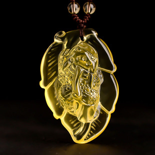 天然黄水晶貔貅吊坠男款项链女项链情侣招财皮丘水晶挂坠挂件礼物