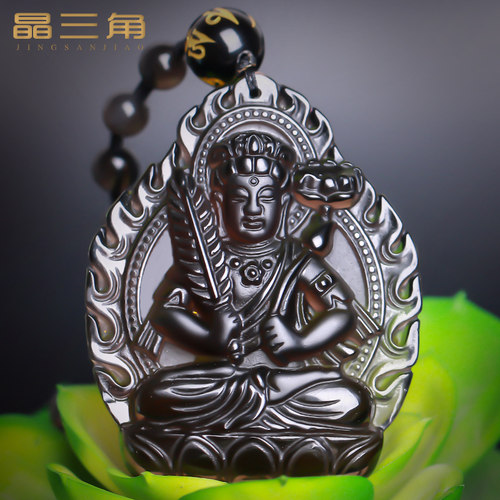 天然黑曜石属牛虚空藏菩萨护身符