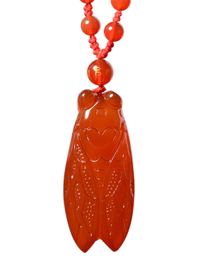 红玛瑙知了吊坠挂件玉佩项链