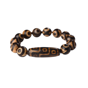 西藏真品三眼天珠手链正品老九眼天珠天然玛瑙原石护身手串男女款