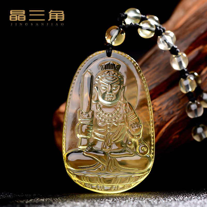不动尊菩萨项链守护神天然黄水晶
