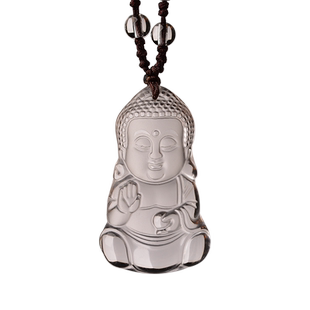 白水晶吊坠挂件男士项链笑佛弥勒佛女玉佛挂坠儿童宝宝随身护身符