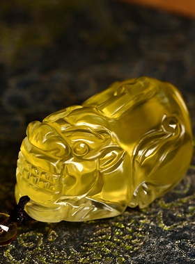 天然黄水晶貔貅吊坠男士女款项链