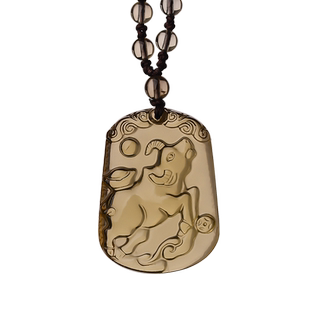 十二生肖天然黄水晶吊坠女男玉坠护身符项链属牛鸡蛇羊狗猴虎挂件