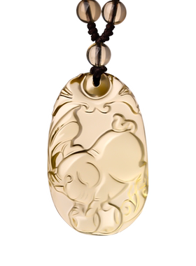 十二生肖属相猪护身符天然黄水晶