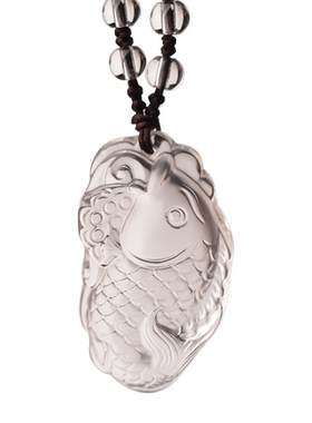 天然白水晶锦鲤吊坠男女学生挂件本命年黄水晶文昌鱼项链上岸礼物