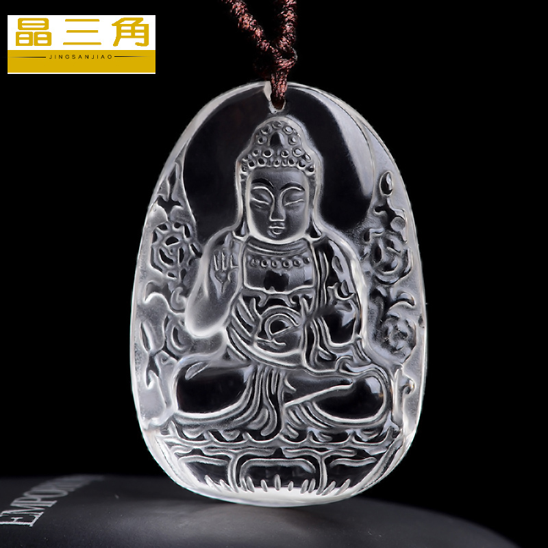 天然白水晶阿弥陀佛吊坠十二生肖男女项链守护神属狗猪本命佛挂件