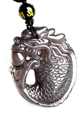 天然灵鳌夺魁冰种黑曜石挂件旺文益智鲤鱼吊坠文昌鱼项链饰品礼物