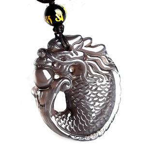 天然灵鳌夺魁冰种黑曜石挂件旺文益智鲤鱼吊坠文昌鱼项链饰品礼物