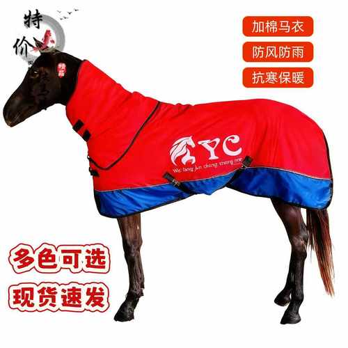 冬季加厚加棉马衣防水防寒保暖带脖套马衣马场大马棉服耐磨防水
