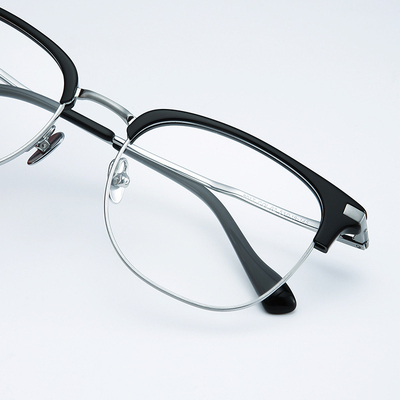 TITANIUM2025纯钛眉线半框大脸男款眼镜框痞帅镜架超轻近视防蓝光