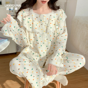 孕妇睡衣春秋薄款8月份9纯棉产后纱布月子服夏季哺乳喂奶家居服女
