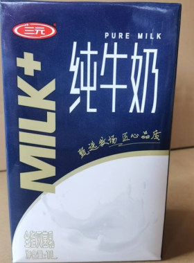 三元纯牛奶1L*12盒全脂灭菌乳