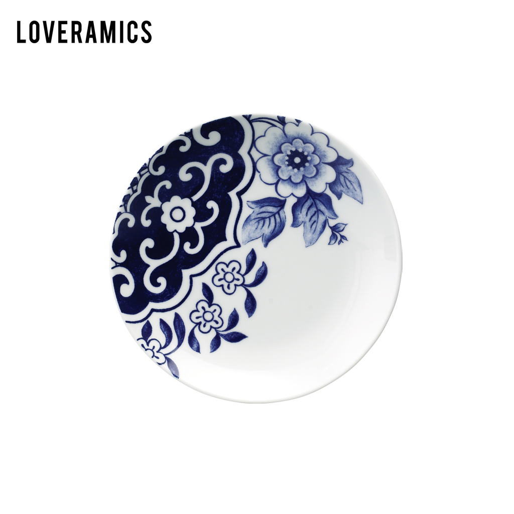 Loveramics Loveramics Tình yêu bị Từ khóa màu xanh và trắng phẳng món ăn tấm 15cm nhà bộ đồ ăn món ăn phương Tây