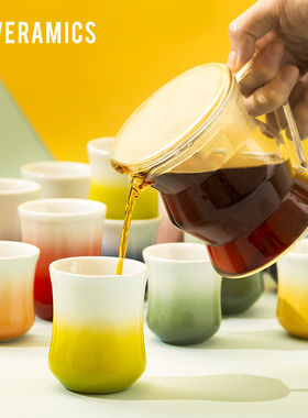 爱陶乐官方[直身形]闻香杯渐变色单品咖啡馆用美式简约Loveramics