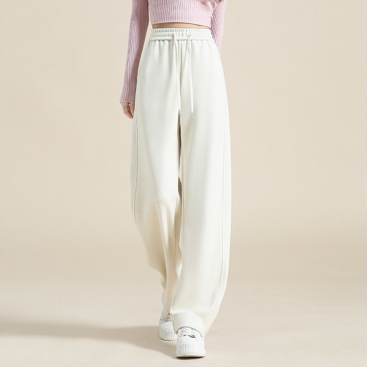 DEBRAND冬季新款香蕉裤宽松纯色抽绳长裤子女式休闲裤垂顺开叉裤,女装/女士精品,休闲裤,淘宝优惠券,粉丝福利购,淘宝优惠卷