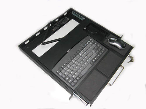 1U工业键鼠抽拉式19”上架式工控键盘鼠标LKB90机架抽屉式鼠键