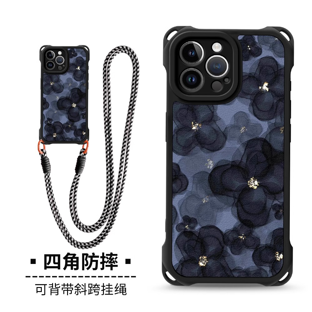 黑山茶花适用华为pura80全包pura70四角挂绳p80小羊皮mate70pro手机壳P70女p60防摔nova14畅享80麦芒30保护套