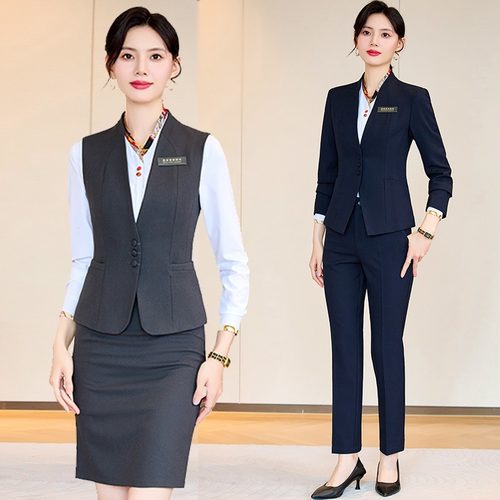 酒店前台职业气质马夹工装工作服