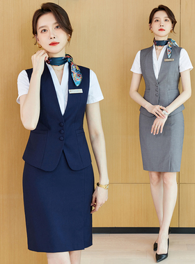 职业西装马甲套装女夏季气质美容师酒店前台接待珠宝店工作服工装