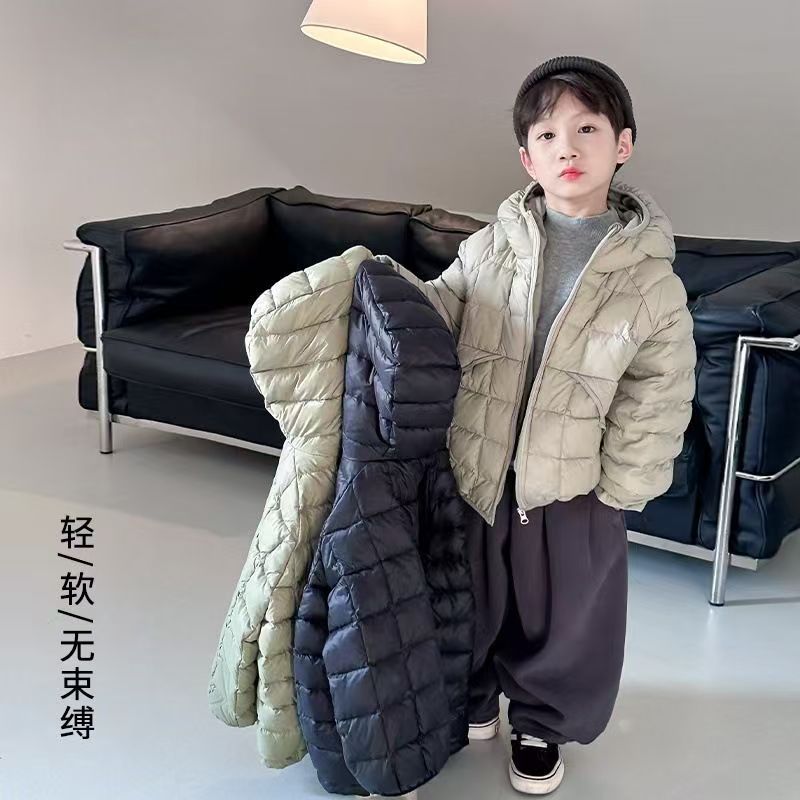 男童棉服儿童冬装轻薄外套棉衣2026新款小男孩保暖上衣连帽棉袄潮