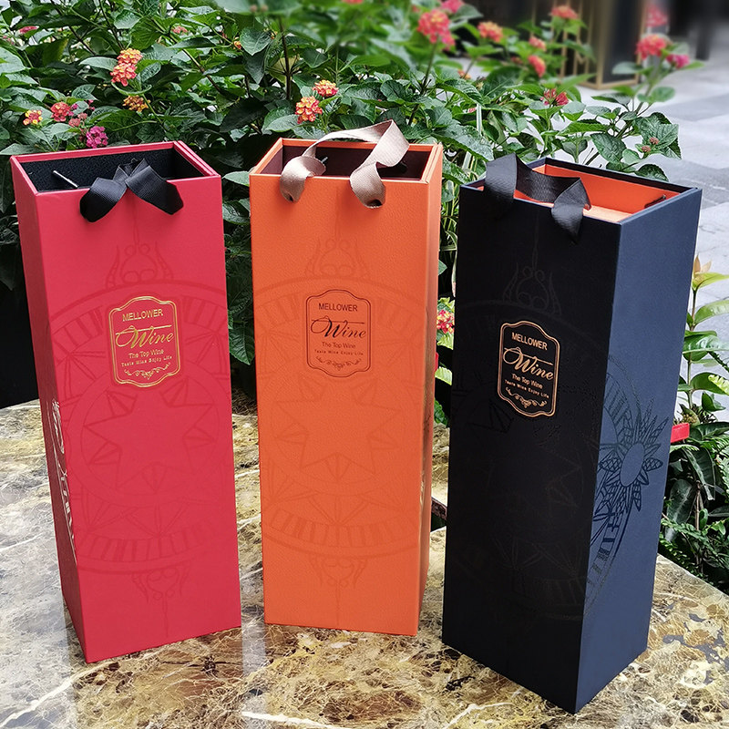 通用红酒包装1瓶葡萄酒盒加印logo单支手提皮盒纸盒上海现货工厂
