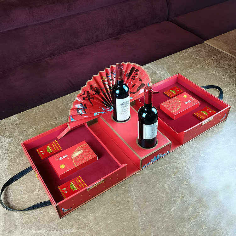 中秋红酒月饼包装盒国潮风空盒子白酒加茶叶香烟盒子混搭礼品盒