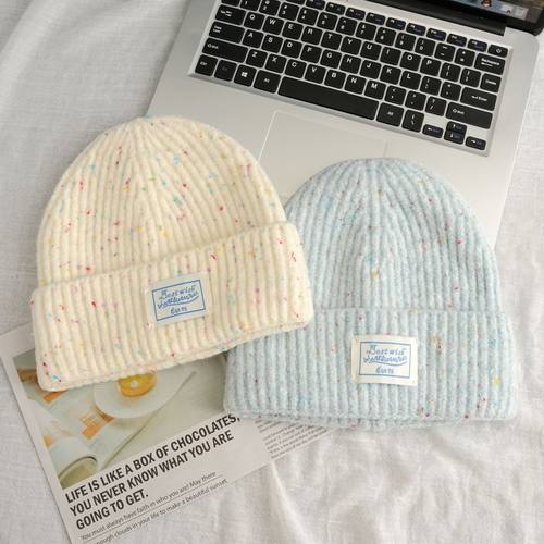 新款秋冬针织帽女简约粗线毛线套头帽时尚保暖防风时尚休闲潮帽子