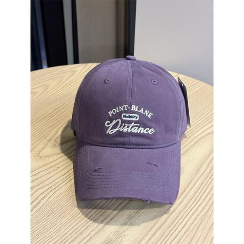 韩版网红破洞字母刺绣棒球帽时尚百搭水洗鸭舌帽春夏出游遮阳帽潮