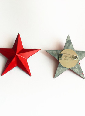 红色五角星胸针徽章定制男士帽徽包包装饰领花金属星星胸徽纪念章