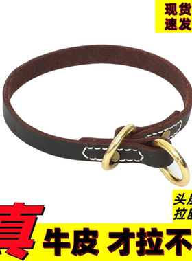 牛皮P链项圈 防爆冲训犬脖套马全德牧金毛小中大型犬狗链子狗脖套