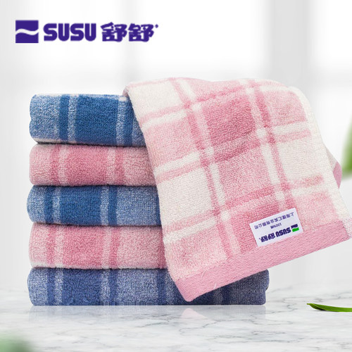 SUSU舒舒复古格子3条毛巾纯棉