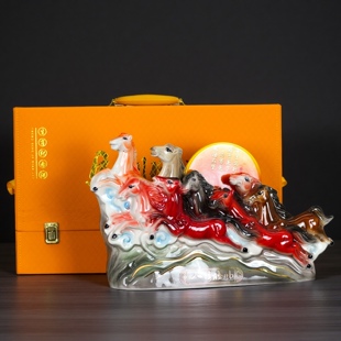 景德镇陶瓷酒瓶空瓶生肖马到成功酒坛八骏雄风八骏图家用摆件礼品