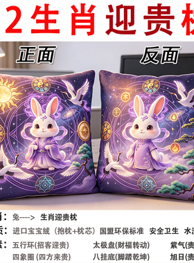12生肖迎贵枕紫色抱枕套家居装饰生肖抱枕热销创意靠垫超高性价比