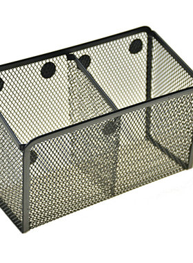 冰箱贴强磁铁小储物罐盒优质居家教学黑色两格方形收纳可分类金属