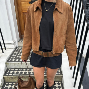 棕色翻领拉链夹克 Zip Brown Collar Jacket Spread 2026秋季